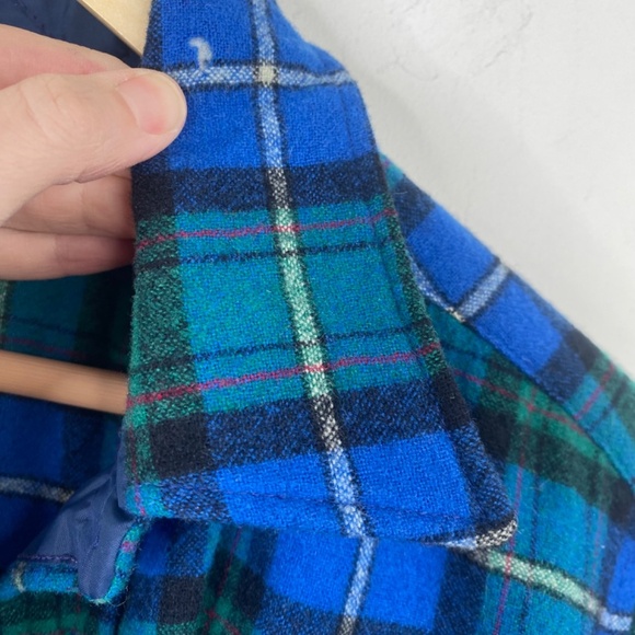 Vintage Pendleton Lodge Shirt 70s Wool Flannel Blue Made In USA L Gorpcore FLAW - Picture 6 of 12